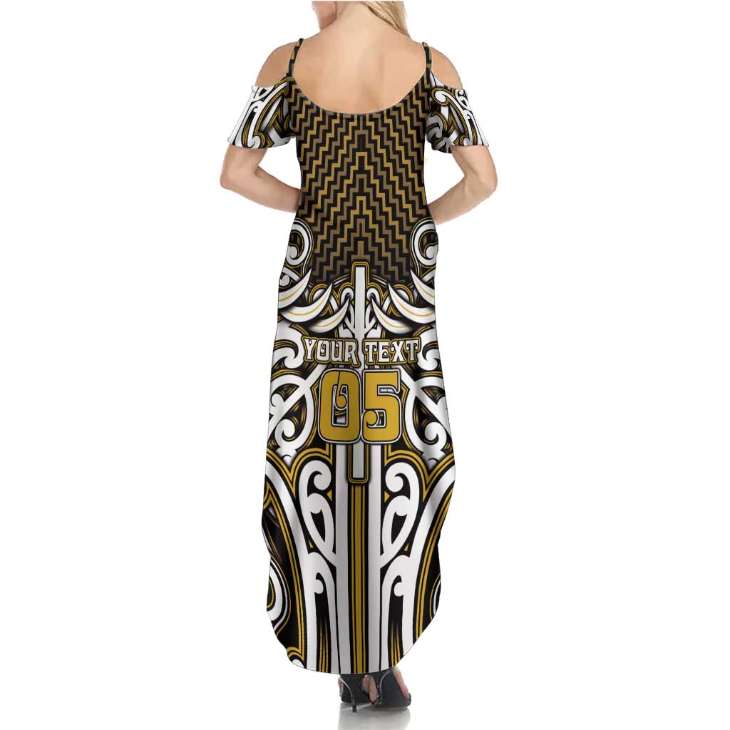 Custom Aotearoa Taranaki Summer Maxi Dress Maori Tribal Pattern Mix Poutama LT05 - Polynesian Pride