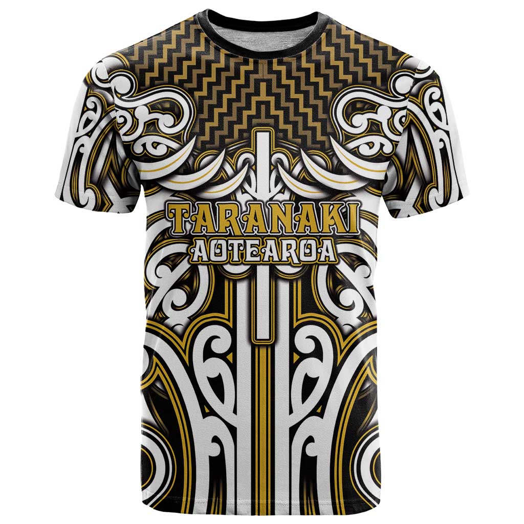 Custom Aotearoa Taranaki T Shirt Maori Tribal Pattern Mix Poutama LT05 Yellow - Polynesian Pride