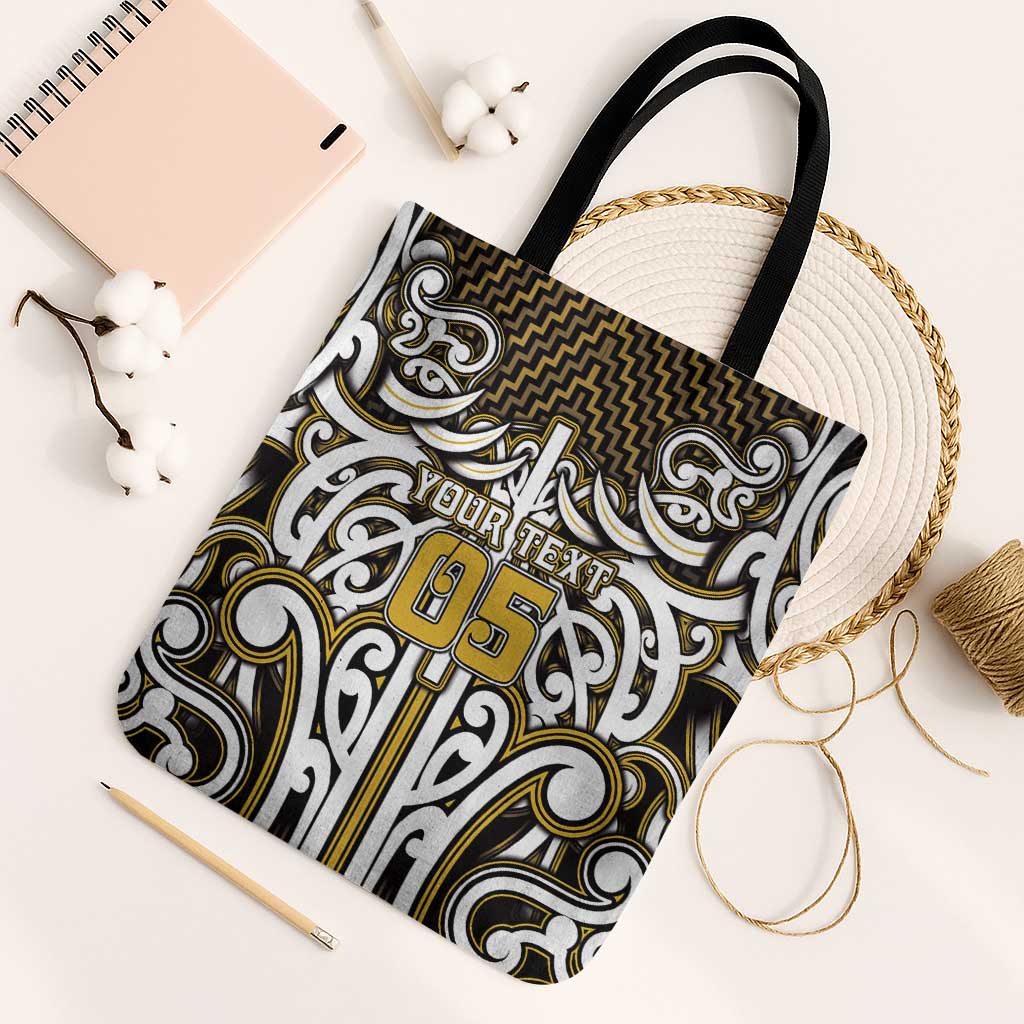 Custom Aotearoa Taranaki Tote Bag Maori Tribal Pattern Mix Poutama LT05 Black Strap One Size Yellow - Polynesian Pride