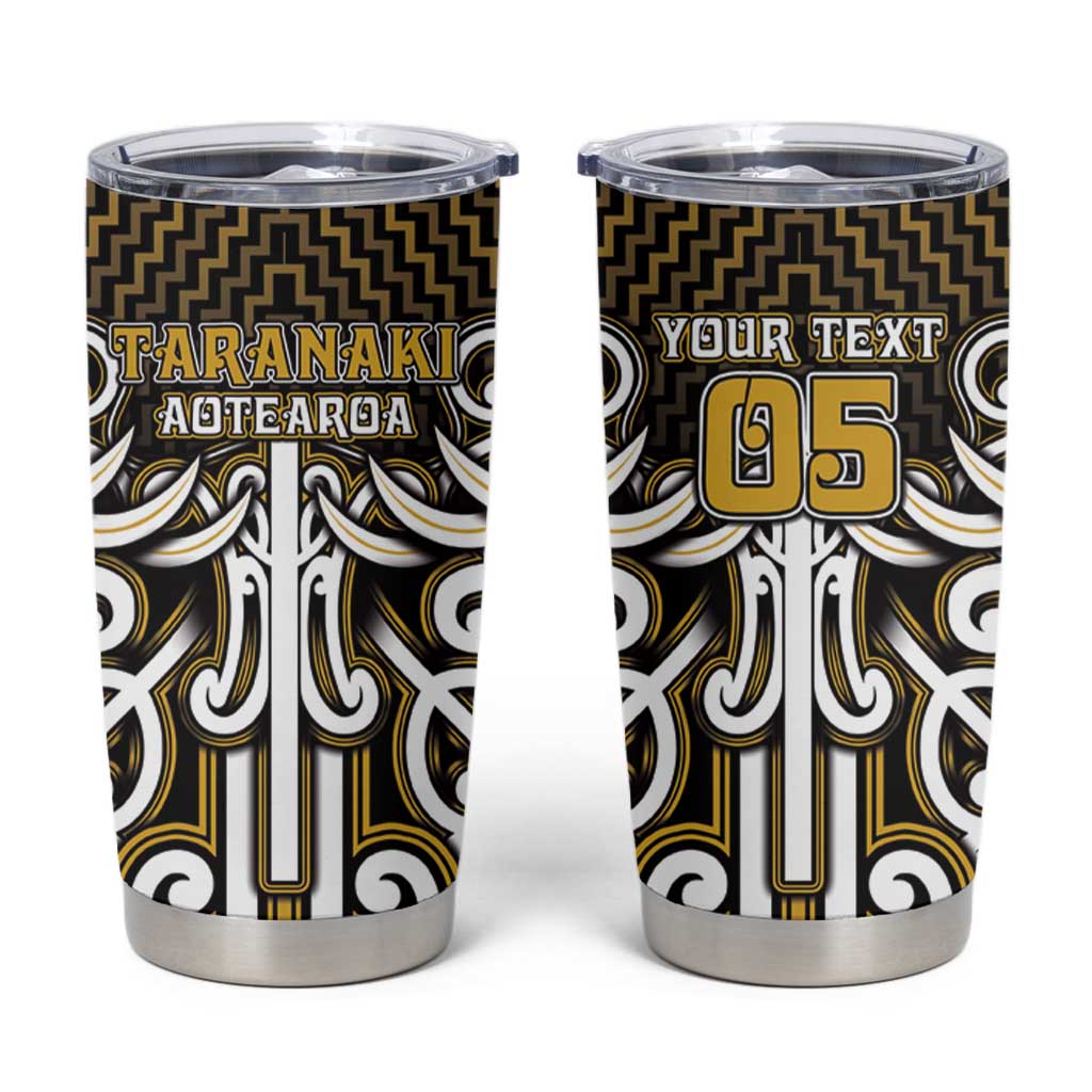 Custom Aotearoa Taranaki Tumbler Cup Maori Tribal Pattern Mix Poutama LT05 Yellow - Polynesian Pride