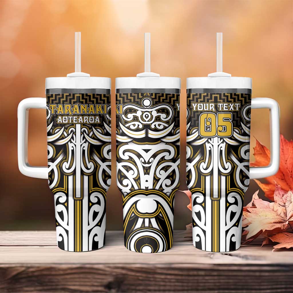 Custom Aotearoa Taranaki Tumbler With Handle Maori Tribal Pattern Mix Poutama LT05 - Polynesian Pride
