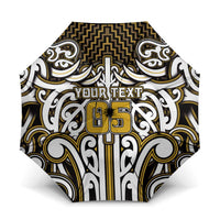 Custom Aotearoa Taranaki Umbrella Maori Tribal Pattern Mix Poutama LT05 One Size Folded 11.42 inch Opened Diameter 37.4 inch Yellow - Polynesian Pride