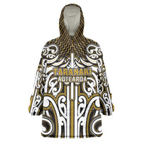 Custom Aotearoa Taranaki Wearable Blanket Hoodie Maori Tribal Pattern Mix Poutama LT05 One Size Yellow - Polynesian Pride