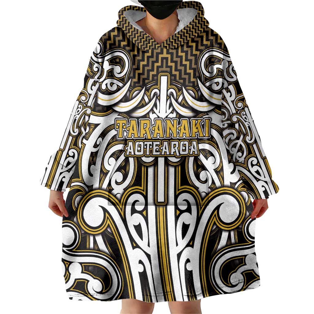 Custom Aotearoa Taranaki Wearable Blanket Hoodie Maori Tribal Pattern Mix Poutama LT05 - Polynesian Pride