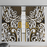 Custom Aotearoa Taranaki Window Curtain Maori Tribal Pattern Mix Poutama LT05 With Hooks Yellow - Polynesian Pride