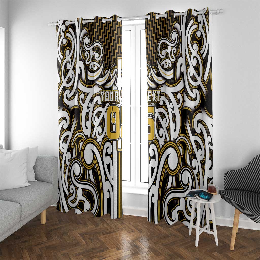 Custom Aotearoa Taranaki Window Curtain Maori Tribal Pattern Mix Poutama LT05 With Grommets Yellow - Polynesian Pride