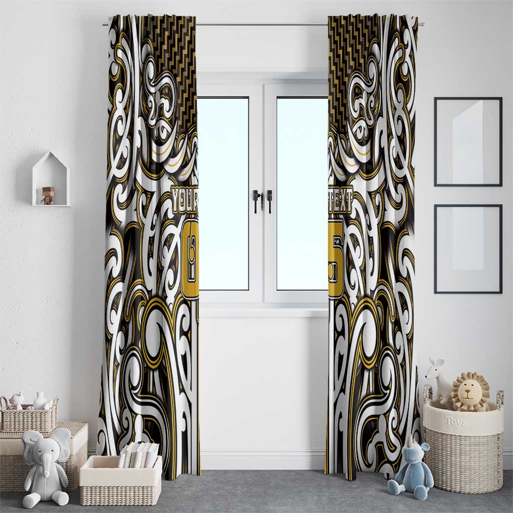 Custom Aotearoa Taranaki Window Curtain Maori Tribal Pattern Mix Poutama LT05 - Polynesian Pride