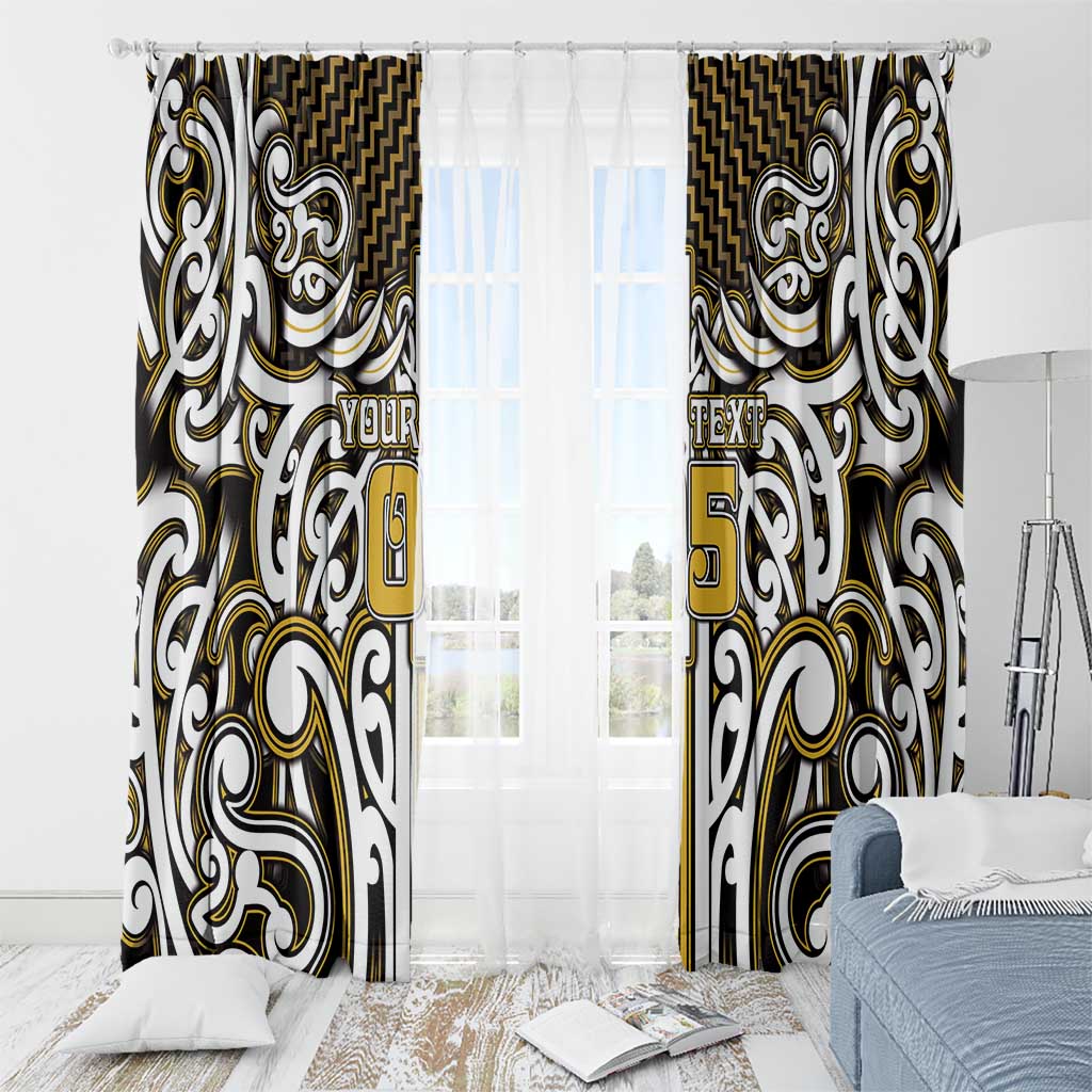 Custom Aotearoa Taranaki Window Curtain Maori Tribal Pattern Mix Poutama LT05 - Polynesian Pride