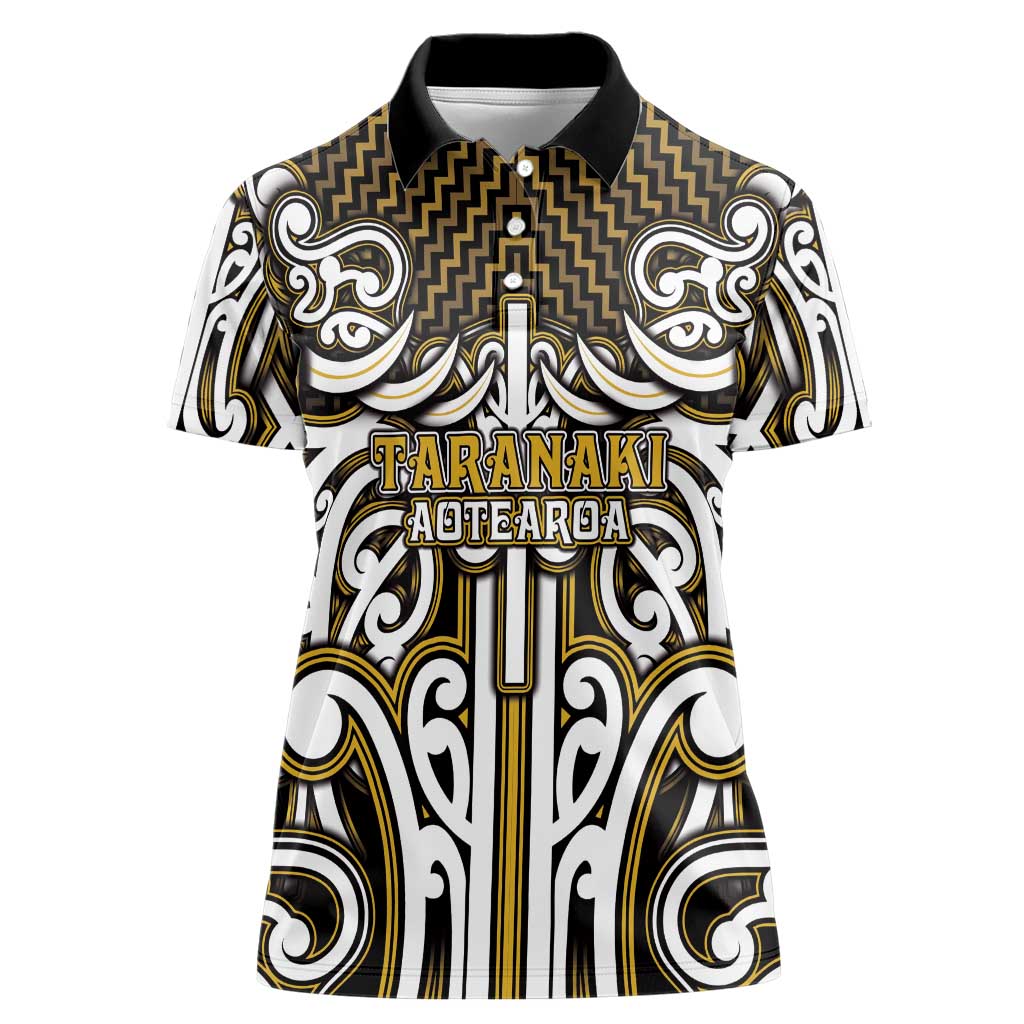 Custom Aotearoa Taranaki Women Polo Shirt Maori Tribal Pattern Mix Poutama LT05 Female Yellow - Polynesian Pride