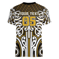 Custom Aotearoa Taranaki Women V-Neck T-Shirt Maori Tribal Pattern Mix Poutama