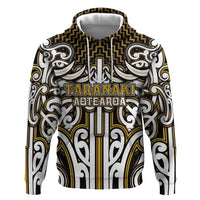 Custom Aotearoa Taranaki Zip Hoodie Maori Tribal Pattern Mix Poutama LT05 Pullover Hoodie Yellow - Polynesian Pride