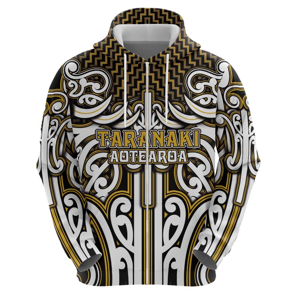 Custom Aotearoa Taranaki Zip Hoodie Maori Tribal Pattern Mix Poutama LT05 - Polynesian Pride