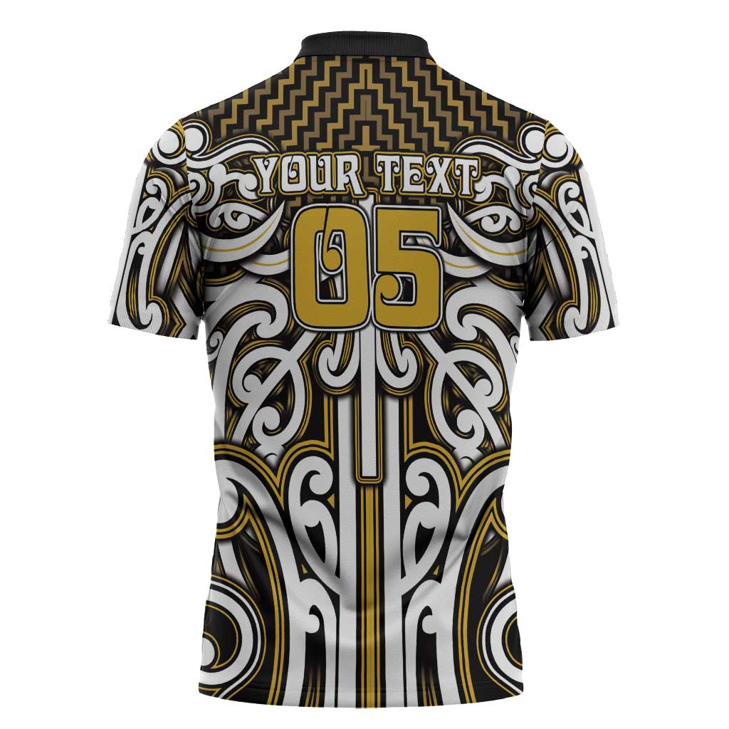 Custom Aotearoa Taranaki Zipper Polo Shirt Maori Tribal Pattern Mix Poutama LT05 - Polynesian Pride
