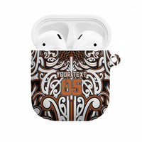 Custom Aotearoa Waikato AirPods Case Maori Tribal Pattern Mix Poutama LT05 Orange - Polynesian Pride