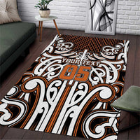 Custom Aotearoa Waikato Area Rug Maori Tribal Pattern Mix Poutama LT05 Orange - Polynesian Pride