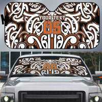 Custom Aotearoa Waikato Auto Sun Shade Maori Tribal Pattern Mix Poutama LT05 Orange - Polynesian Pride