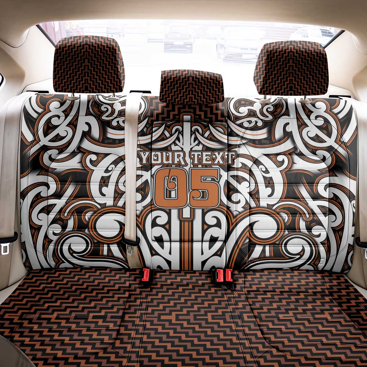 Custom Aotearoa Waikato Back Car Seat Cover Maori Tribal Pattern Mix Poutama LT05 - Polynesian Pride