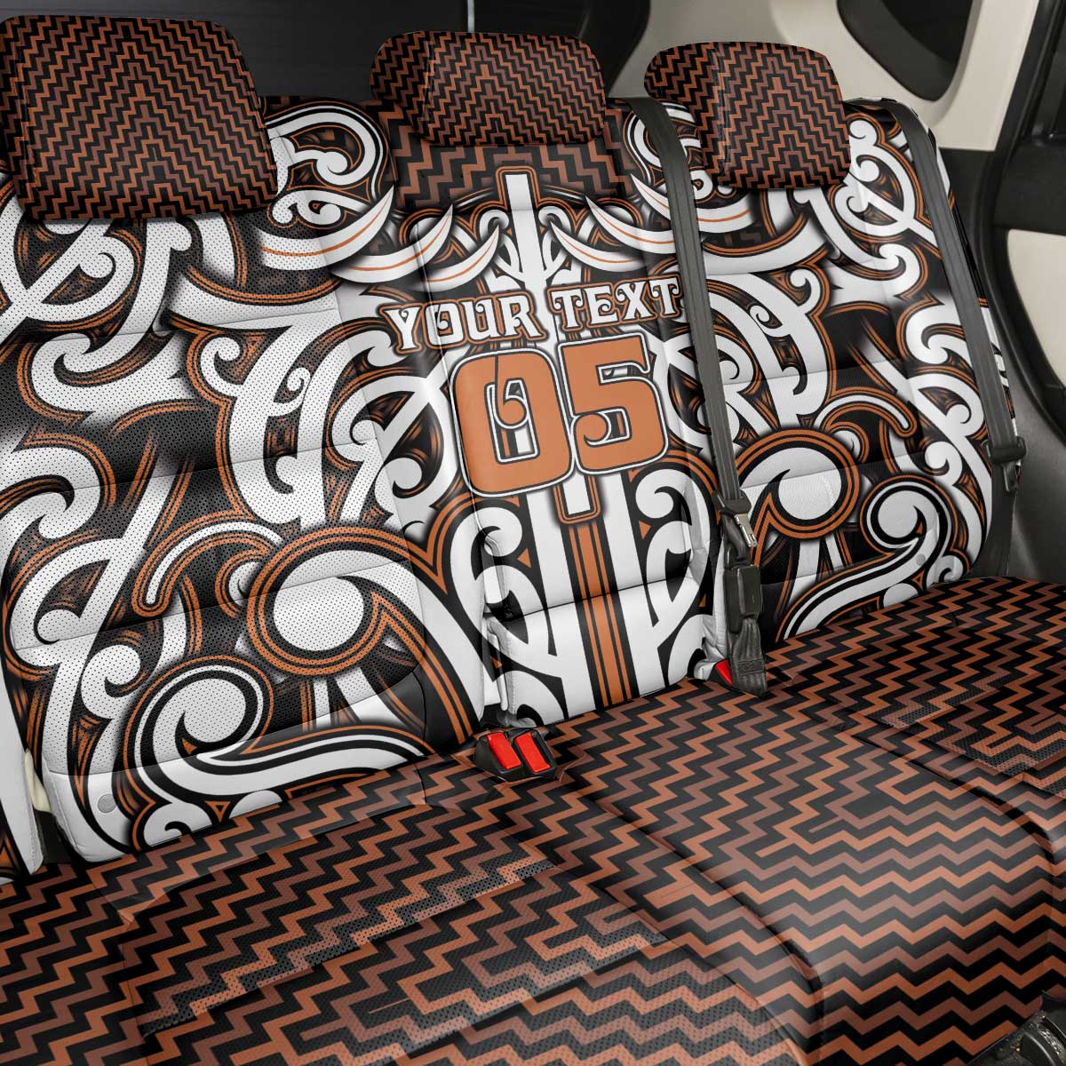 Custom Aotearoa Waikato Back Car Seat Cover Maori Tribal Pattern Mix Poutama LT05 - Polynesian Pride