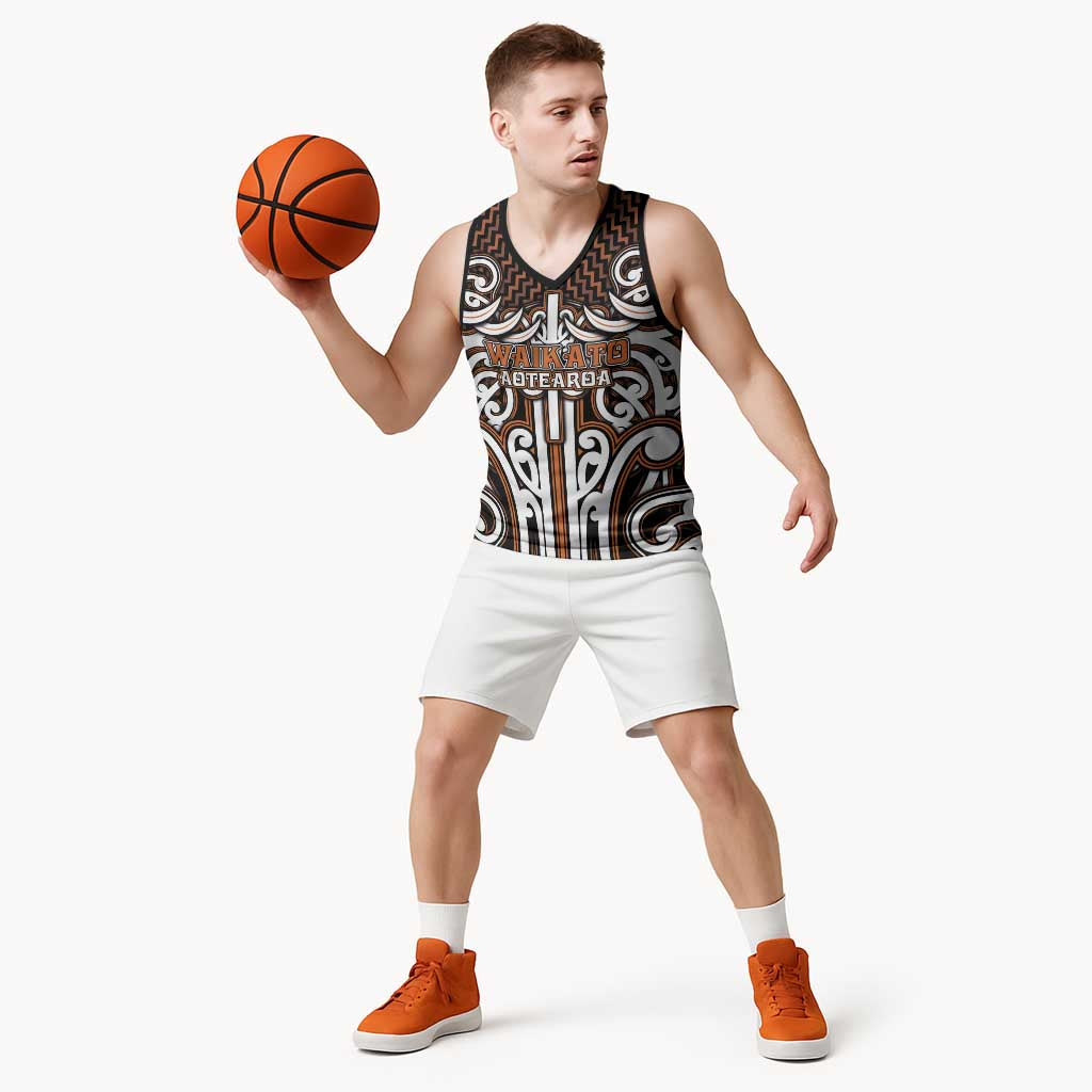 Custom Aotearoa Waikato Basketball Jersey Maori Tribal Pattern Mix Poutama LT05 - Polynesian Pride