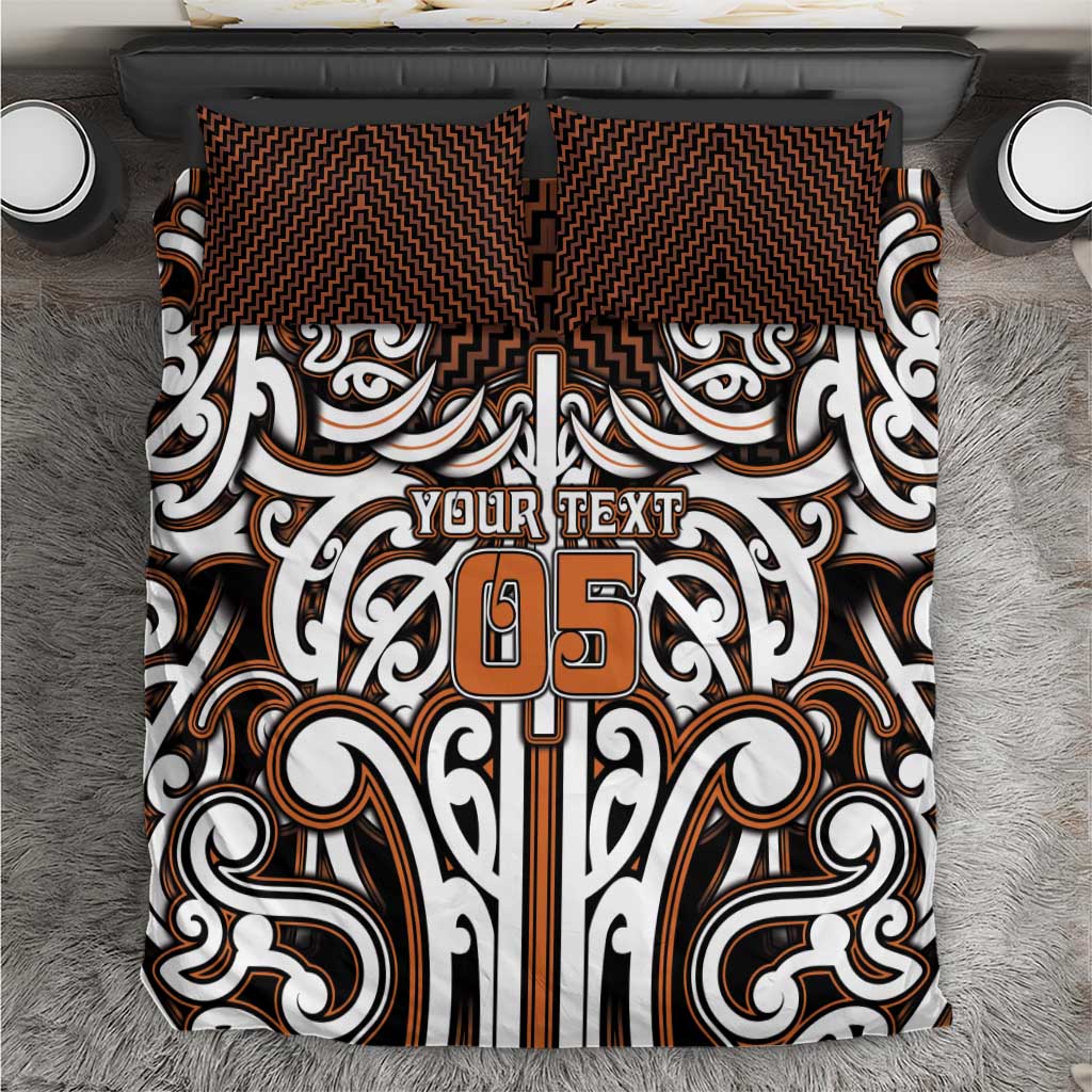 Custom Aotearoa Waikato Bedding Set Maori Tribal Pattern Mix Poutama LT05 Orange - Polynesian Pride