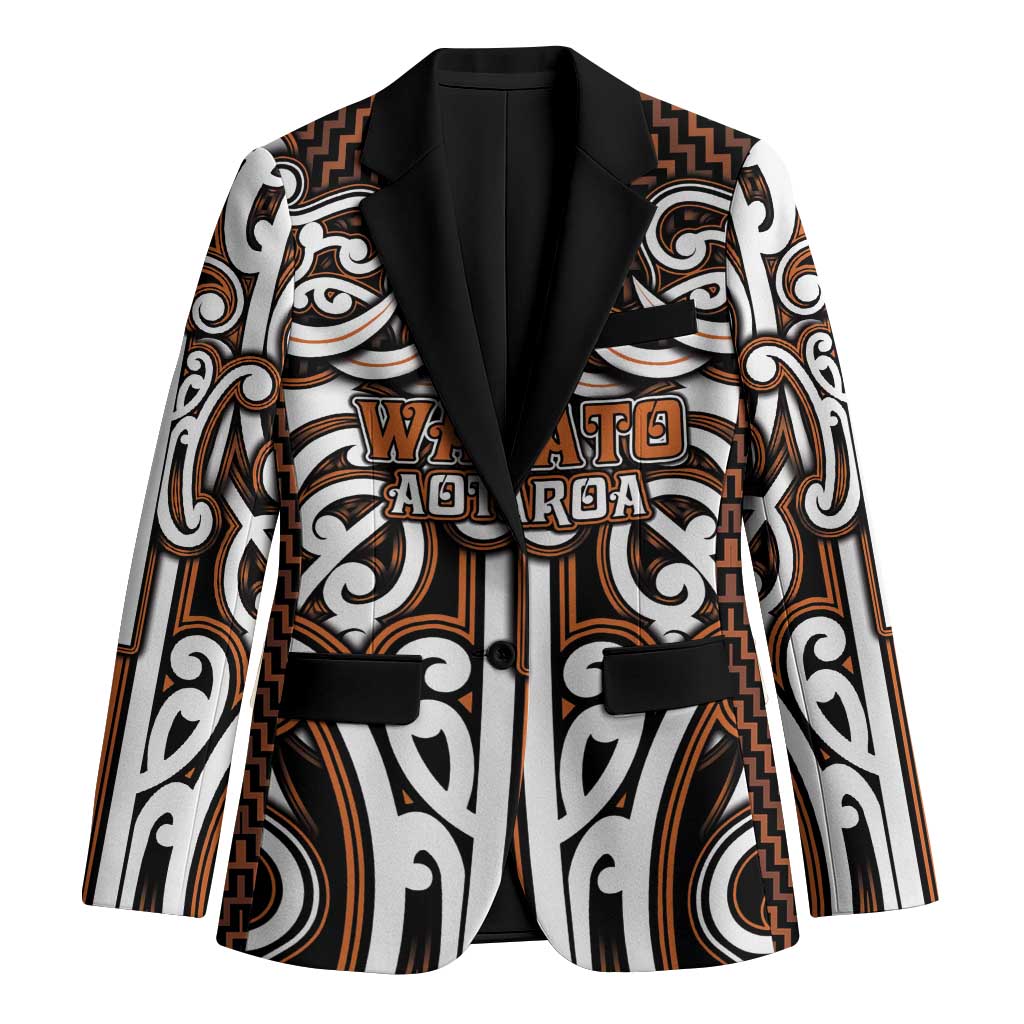 Custom Aotearoa Waikato Blazer Maori Tribal Pattern Mix Poutama LT05 Unisex Orange - Polynesian Pride