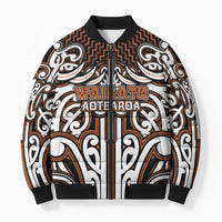 Custom Aotearoa Waikato Bomber Puffer Jacket Maori Tribal Pattern Mix Poutama LT05 Unisex Orange - Polynesian Pride
