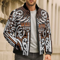 Custom Aotearoa Waikato Bomber Puffer Jacket Maori Tribal Pattern Mix Poutama LT05 - Polynesian Pride