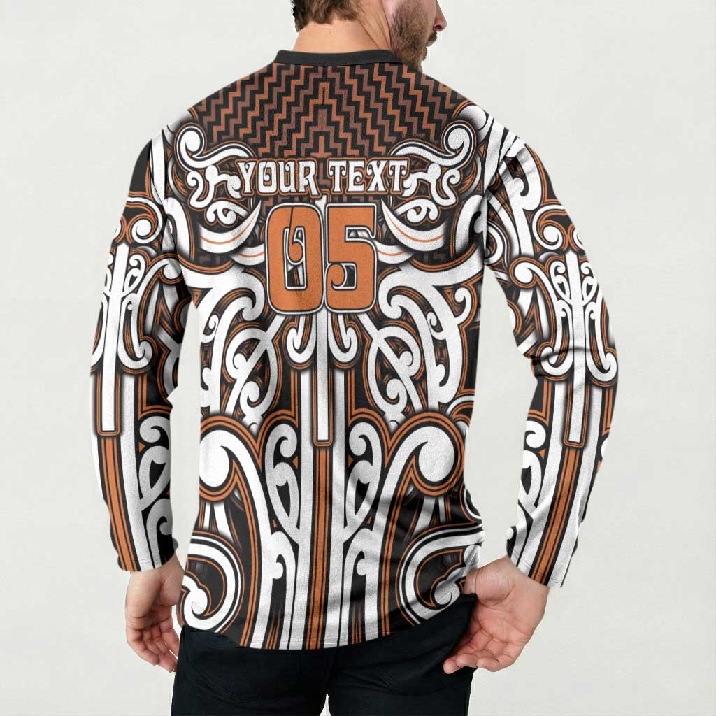 Custom Aotearoa Waikato Button Sweatshirt Maori Tribal Pattern Mix Poutama LT05 - Polynesian Pride