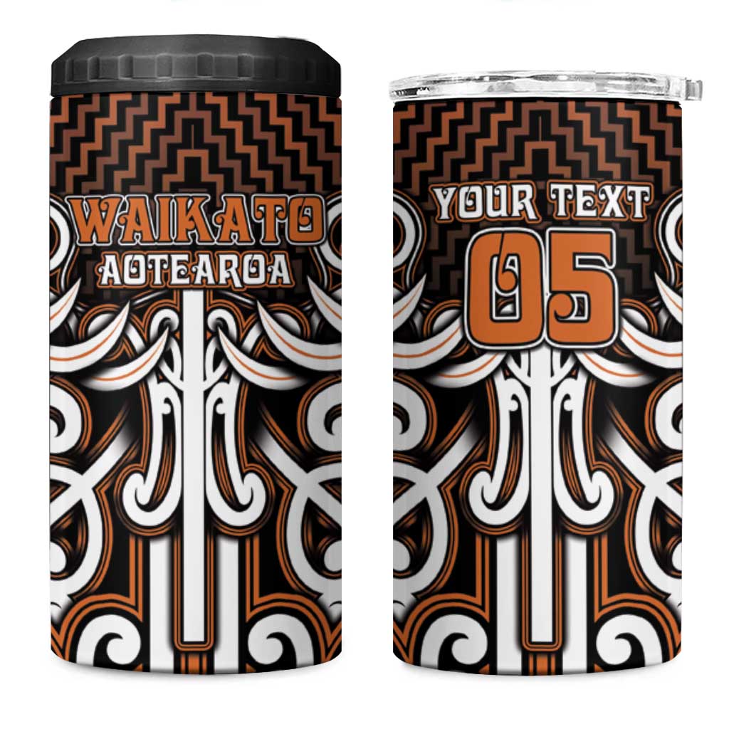 Custom Aotearoa Waikato 4 in 1 Can Cooler Tumbler Maori Tribal Pattern Mix Poutama