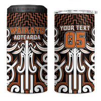 Custom Aotearoa Waikato 4 in 1 Can Cooler Tumbler Maori Tribal Pattern Mix Poutama