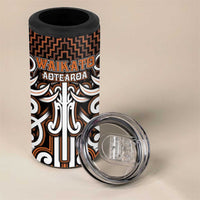 Custom Aotearoa Waikato 4 in 1 Can Cooler Tumbler Maori Tribal Pattern Mix Poutama