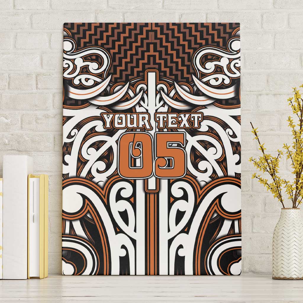 Custom Aotearoa Waikato Canvas Wall Art Maori Tribal Pattern Mix Poutama LT05 Without Frame Orange - Polynesian Pride
