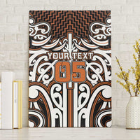 Custom Aotearoa Waikato Canvas Wall Art Maori Tribal Pattern Mix Poutama LT05 Without Frame Orange - Polynesian Pride