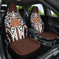 Custom Aotearoa Waikato Car Seat Cover Maori Tribal Pattern Mix Poutama LT05 One Size Orange - Polynesian Pride