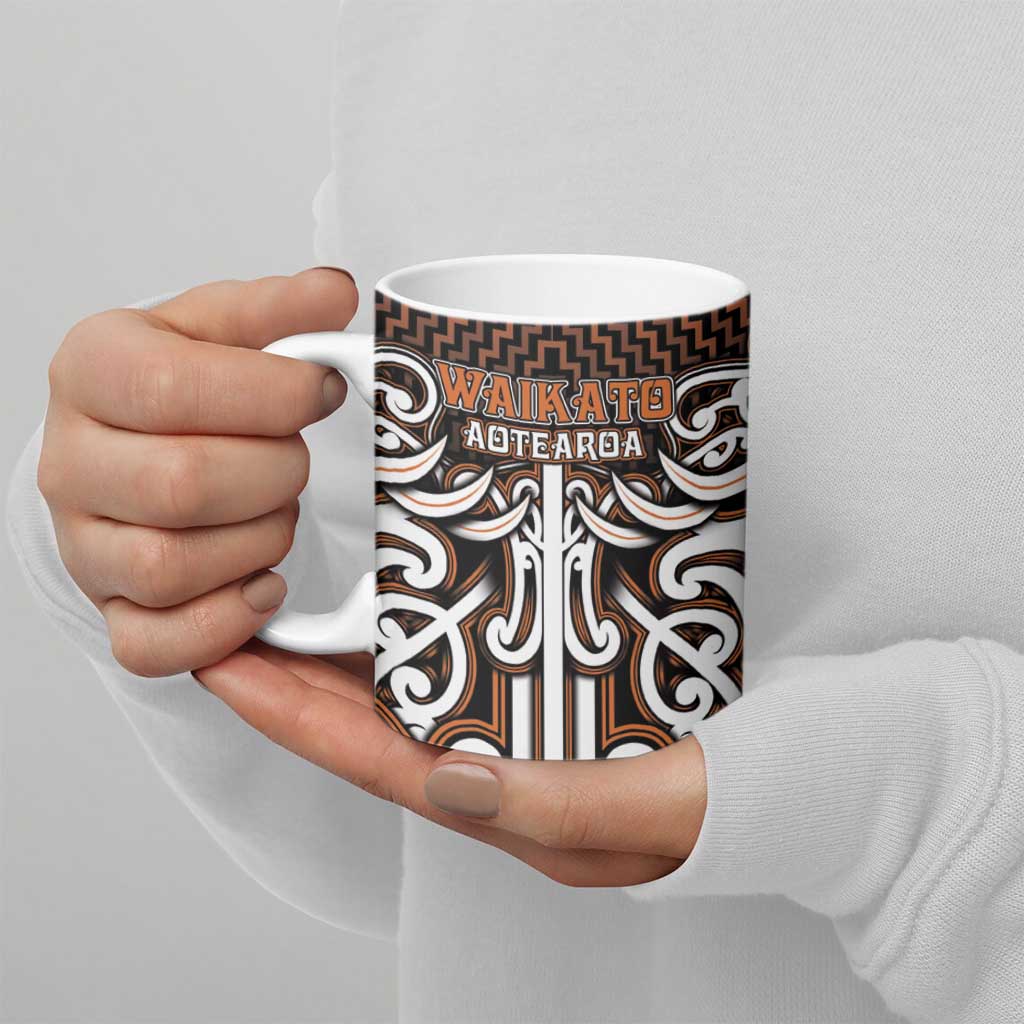 Custom Aotearoa Waikato Ceramic Mug Maori Tribal Pattern Mix Poutama LT05 - Polynesian Pride