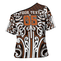 Custom Aotearoa Waikato Cross Shoulder Shirt Maori Tribal Pattern Mix Poutama LT05 - Polynesian Pride