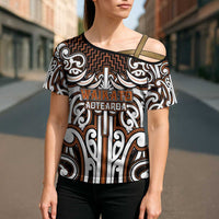 Custom Aotearoa Waikato Cross Shoulder Shirt Maori Tribal Pattern Mix Poutama LT05 - Polynesian Pride