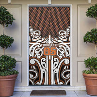 Custom Aotearoa Waikato Door Cover Maori Tribal Pattern Mix Poutama LT05 Orange - Polynesian Pride