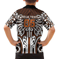 Custom Aotearoa Waikato Family Matching Off Shoulder Short Dress and Hawaiian Shirt Maori Tribal Pattern Mix Poutama