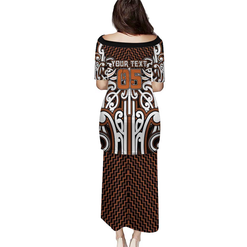 Custom Aotearoa Waikato Family Matching Puletasi and Hawaiian Shirt Maori Tribal Pattern Mix Poutama