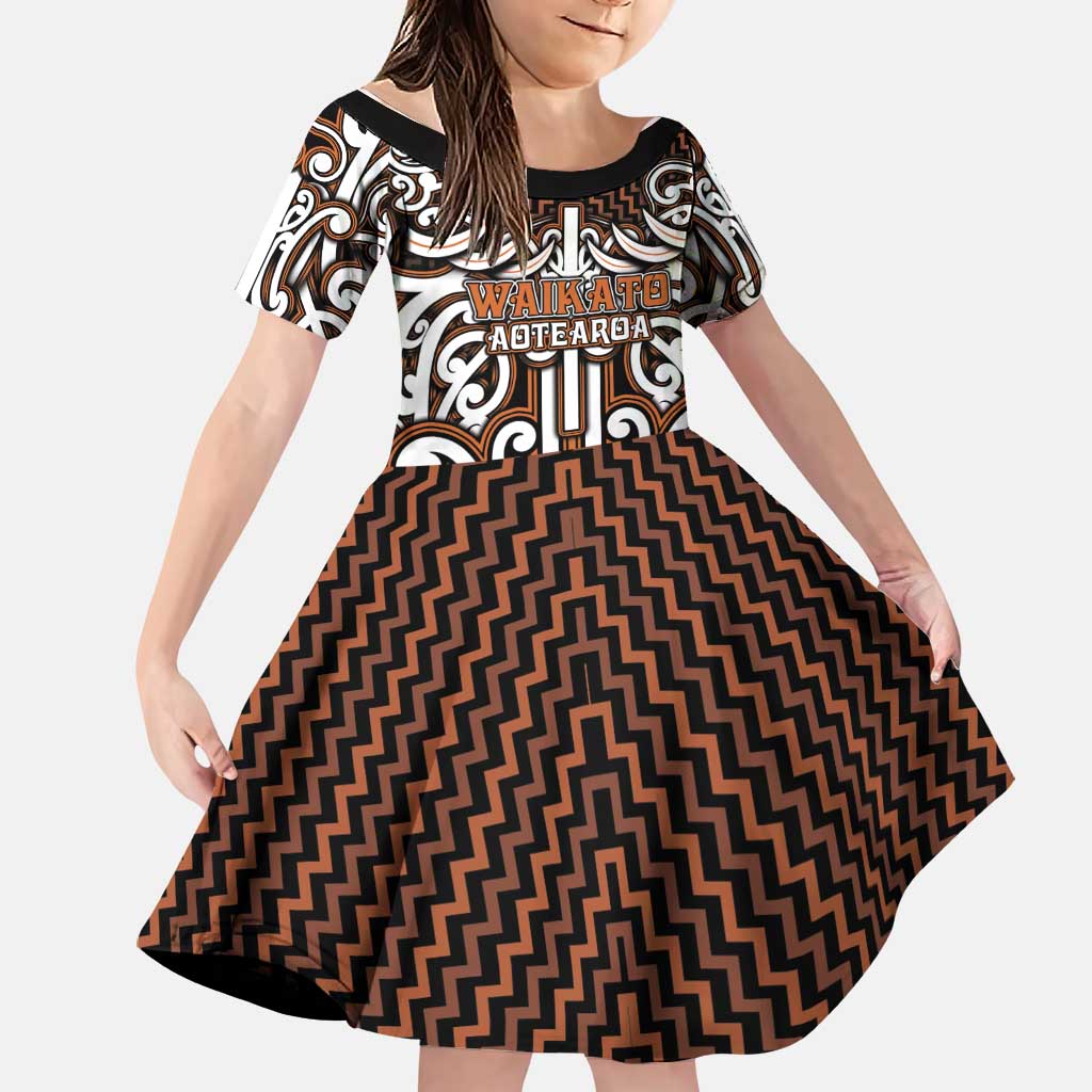 Custom Aotearoa Waikato Family Matching Short Sleeve Bodycon Dress and Hawaiian Shirt Maori Tribal Pattern Mix Poutama