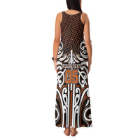 Custom Aotearoa Waikato Family Matching Tank Maxi Dress and Hawaiian Shirt Maori Tribal Pattern Mix Poutama