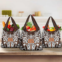 Custom Aotearoa Waikato Grocery Bag Maori Tribal Pattern Mix Poutama LT05 3-pack One Size Orange - Polynesian Pride