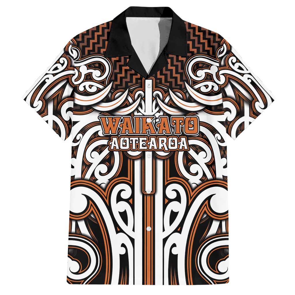 Custom Aotearoa Waikato Hawaiian Shirt Maori Tribal Pattern Mix Poutama LT05 Orange - Polynesian Pride