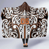 Custom Aotearoa Waikato Hooded Blanket Maori Tribal Pattern Mix Poutama LT05 One Size Orange - Polynesian Pride