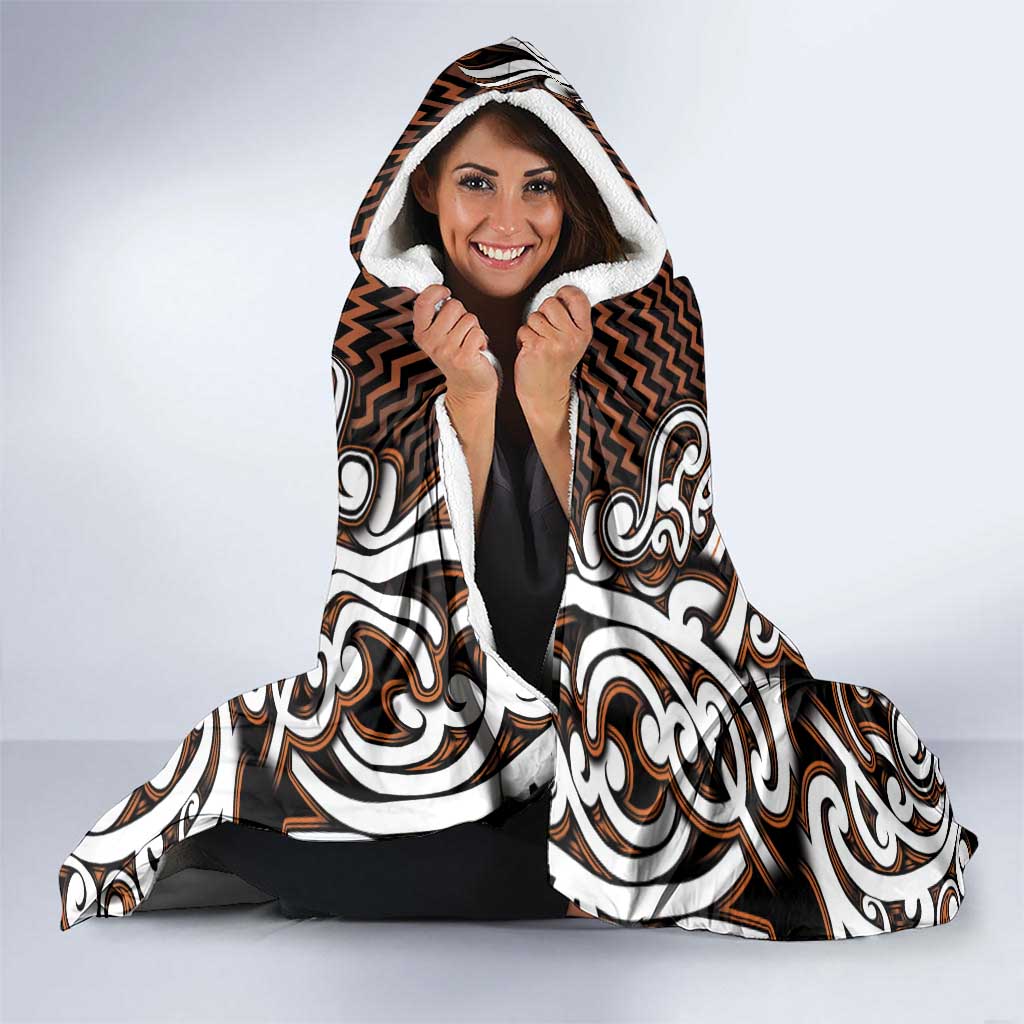 Custom Aotearoa Waikato Hooded Blanket Maori Tribal Pattern Mix Poutama LT05 - Polynesian Pride