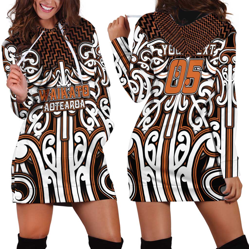 Custom Aotearoa Waikato Hoodie Dress Maori Tribal Pattern Mix Poutama LT05 - Polynesian Pride