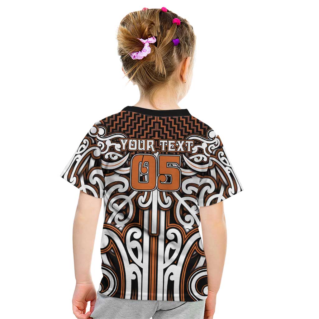 Custom Aotearoa Waikato Kid T Shirt Maori Tribal Pattern Mix Poutama LT05 - Polynesian Pride