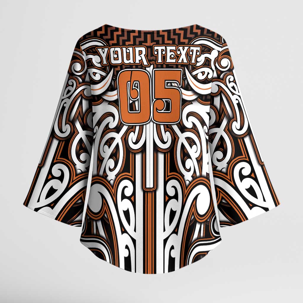 Custom Aotearoa Waikato Kimono Sleeve Blouse Maori Tribal Pattern Mix Poutama LT05 - Polynesian Pride