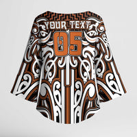 Custom Aotearoa Waikato Kimono Sleeve Blouse Maori Tribal Pattern Mix Poutama LT05 - Polynesian Pride